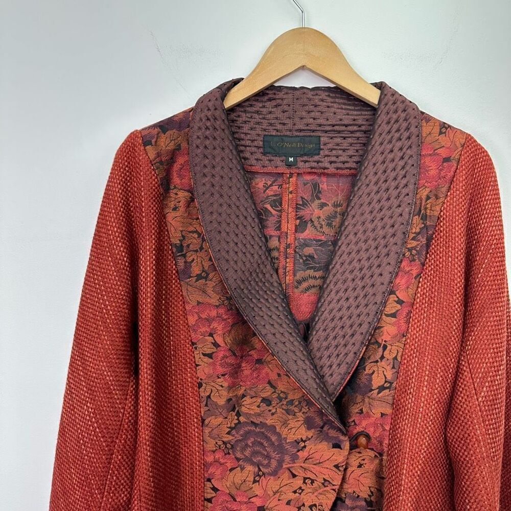 L. O'Neill Design Women’s Wearable Art Orange Unique Avant Boho Fashion Jacket - Picture 6 of 8